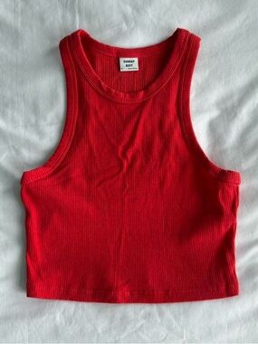 Sunday Best Red Ribbed Cropped Racerback Tank